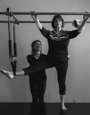 Pam Lessenberry working as a pilates instructor